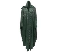 Generisch Vestido de manga murciélago musulmana para mujer, vestido de oración con capucha, vestido de oración para mujer, vestido de gasa musulmana, lentejuelas, vestido de noche elegante, vestidos