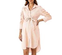 Generisch Vestido de maternidad con cuello botones pliegues en las mangas del codo Traje informal de embarazo para uso diario perfecto para chequeos preventivos Recuperación posparto, naranja, S