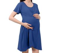 Generisch Vestido de maternidad para mujer, camisón con función de lactancia y soporte abdominal, verano, monocolor, manga corta, corte largo, talla grande, diseño adelgazante para embarazo y posparto