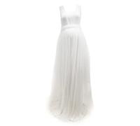 Generisch Vestido de maternidad para mujer, sin mangas, atreverse, fotografía, embarazada, vestido de princesa de tul sólido, Blanco, L