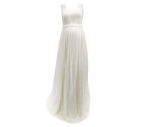 Generisch Vestido de maternidad para mujer, sin mangas, atreverse, fotografía, embarazada, vestido de princesa de tul sólido, beige, M