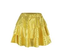 Generisch Vestido de Navidad para carnaval, disfraz de Año Nuevo, falda de coro para niñas, falda de luna, lentejuelas, falda plisada, disfraz de princesa, cosas de cumpleaños para niños (dorado, 6-7