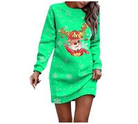 Generisch Vestido de Navidad para mujer, vestido de suéter de Navidad, hasta la rodilla, para disfraces de Navidad, trajes de Navidad, vestidos de suéter de tallas grandes, Vestido B2-verde menta, M