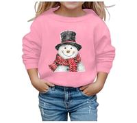 Generisch Vestido de Navidad para niña o niña, invierno, estampado navideño, cuello redondo, manga larga, informal, sudadera con capucha, Rosa., 7-8 años