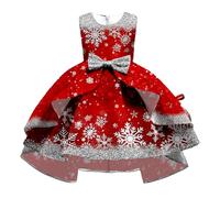 Generisch Vestido de Navidad para niña, sin mangas, Papá Noel, muñeco de nieve, fiesta de Navidad, baile de graduación, vestidos de noche para niño, rojo, 8-9 años