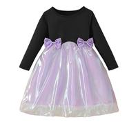 Generisch Vestido de Navidad para Niñas Vestido de Fiesta Brillante para Niñas,Elegante Vestido Tutú de Manga Larga Lentejuelas Vacaciones Cumpleaños, Negro , 4-5 años