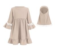 Generisch Vestido de niña con bufanda 2 piezas musulmana vestido de oración de una pieza festivo lindo abaya vestido casual islámico Oriente Medio Dubai Turquía Maxi Caftán Fluido Musulmán Dress