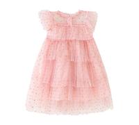 Generisch Vestido de niña con mangas de mariposa, decoración de estrellas, para ocasiones festivas y para uso diario, Rosa., 6-7 años