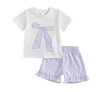 Generisch Vestido de niña con mangas revoloteadoras y bordado de lazo. Un atuendo de verano ligero e informal con detalles dulces, perfecto para el día a día., morado, 3-4 años