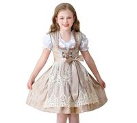 Generisch Vestido de niña de manga corta vestido de cerveza etapa rendimiento vestido de maternidad, caqui, 5-6 años