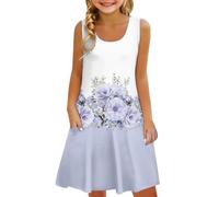 Generisch Vestido de niña sin mangas cómodo vestido casual estampado floral ropa infantil vestido chaleco con bebé niña conjunto blusa y, Blanco, 4-5 años