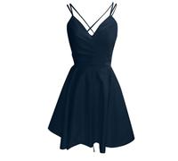 Generisch Vestido de noche corto para mujer, vestido de dama de honor, tirantes delgados, vestido de satén, vestido de regreso a casa, vestido de cóctel, elegante, plisado, vestido de graduación