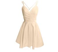 Generisch Vestido de noche corto para mujer, vestido de dama de honor, tirantes delgados, vestido de satén, vestido de regreso a casa, vestido de cóctel, elegante, plisado, vestido de graduación