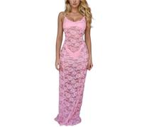Generisch Vestido de noche de moda para mujer con cuello de línea sin tirantes, temperamento para ocasiones formales, vestido largo aireado con tejido elegante que realza la figura, Rosa., L