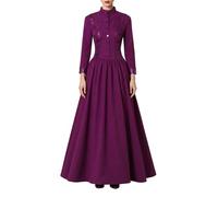 Generisch Vestido de noche para mujer, Halloween, estilo medieval, vestido de baile, cintura alta, línea A, vestido elegante, manga larga, vestido de cóctel, gótico, punk, vestido de fiesta