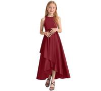 Generisch Vestido de noche para niña, vestido de fiesta para conciertos, desfiles, elegante, sin mangas, para niños pequeños a adolescentes, Vino, 2-3 años