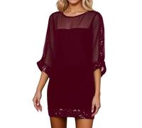 Generisch Vestido de patchwork de verano con lentejuelas y cuello redondo, RD1., S