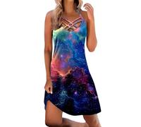 Generisch Vestido de playa para mujer 2025 Primavera/Verano Moda Casual Encaje Up Star Print Vestido, multicolor, L