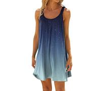 Generisch Vestido de playa para mujer con cubierta de bikini, vestido corto de soporte como encubrimiento de vacaciones, moda informal para días soleados, azul, S
