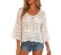 Generisch Vestido de playa para mujer, túnica de playa, top de ganchillo, bikini para verano, poncho de playa ligero, vacaciones en la playa, elegante traje de baño, blusa de playa, transparente