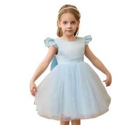 Generisch Vestido de princesa de malla para niñas, elegante falda de tul, vestido de fiesta para fiesta elegante vestido de fiesta, azul celeste, 4-5 años