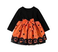 Generisch Vestido de princesa de tul con estampado de estrella de manga larga para fiesta de Halloween, Negro , 2-3 años