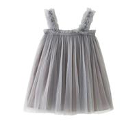 Generisch Vestido de princesa de tul sin mangas para niñas pequeñas para bailar fiestas de vacaciones, gris oscuro, 3-4 años