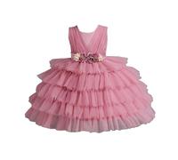 Generisch Vestido de princesa hinchado para niñas, vestido de fiesta de cumpleaños, vacaciones, vestido de fiesta, Rosa intenso., 3-4 años
