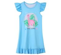 Generisch Vestido de princesa para niña, informal, verano, fiesta, fiesta, fiesta, vestido de fiesta, manga larga, encaje, azul, 7-8 años