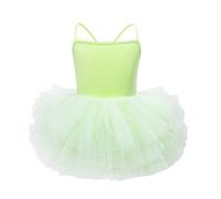 Generisch Vestido de princesa para niñas con tutú de ballet, traje de performance, sin tirantes, monocolor, de punto, para niñas pequeñas, para primavera y verano, con bikini para niñas, Verde claro