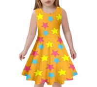 Generisch Vestido de princesa rosa para niñas para el día a día, vestido largo sin mangas para niñas de 4 a 13 años, trajes que combinan con sandalias (amarillo, 8-9 años)