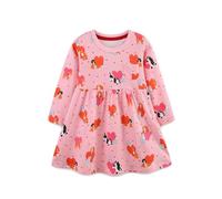 Generisch Vestido de punto europeo de manga larga para niñas lindo vestido estampado en la vida cotidiana y el ocio ropa infantil ideal para cualquier época del año, Rosa., 2-3 años