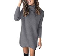 Generisch Vestido de suéter doble para mujer, gris, S