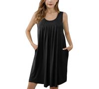 Generisch Vestido de tirantes para niña, informal, elegante, de color liso, talla, Negro , 11-12 años