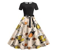 Generisch Vestido de tirolesa para mujer, estilo retro, estilo tirolesa, traje tradicional tirolés, conjuntos completos para Oktoberfest, vestido festivo, blusa tirolesa, vestido maxi, beige, XL