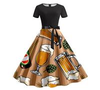 Generisch Vestido de tirolesa para mujer, estilo retro, estilo tirolesa, traje tradicional tirolés, conjuntos completos para Oktoberfest, vestido festivo, blusa tirolesa, vestido maxi, café, XL
