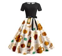 Generisch Vestido de tirolesa para mujer, estilo retro, estilo tirolesa, traje tradicional tirolés, conjuntos completos para Oktoberfest, vestido festivo, blusa tirolesa, vestido maxi, Blanco, S