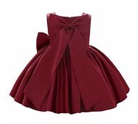 Generisch Vestido de tutú para niña de flores con lazo para bebé, boda, dama de honor, fiesta de cumpleaños, desfile formal, vestido de bautizo para bebé, primer bautizo, rojo, 4-5 años