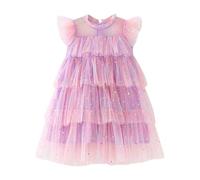 Generisch Vestido de tutú sin mangas con estrellas arcoíris ideal para fiestas, desfiles, ocasiones formales, con lentejuelas, falda de tul, estilo princesa, alegre, festivo, encantador, morado, 18-24
