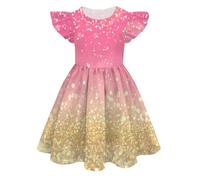 Generisch Vestido de verano casual colorido de seda de leche para niñas con mangas con volantes para niña niña negra 140, E, 3-4 años
