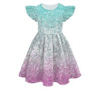 Generisch Vestido de verano casual colorido de seda de leche para niñas con mangas con volantes para niña niña negra 140, F, 3-4 años