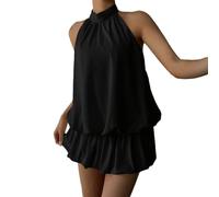 Generisch Vestido de verano para mujer, corto, sexy, cuello halter, espalda descubierta, minivestido de fiesta, vestido de playa, vestido de cóctel sin mangas, vestido de cóctel, vestido de cintura