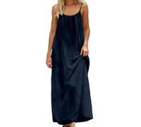 Generisch Vestido de verano para mujer, largo de verano, cami, espalda descubierta, tirantes delgados, vestido de playa, monocolor, sin mangas, vestido de casa, informal, vestido básico para mujer