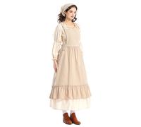 Generisch Vestido informal de flores de pastizal para mujer y hombre, botas medievales, negro (beige, L)