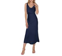 Generisch Vestido largo de satén para mujer, sexy, espagueti, vestido de noche, cami, vestido de novia, sin mangas, vestido largo, vestido de fiesta, cóctel, boda, graduación, vestido maxi, azul, XL