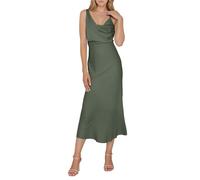 Generisch Vestido largo de satén para mujer, sexy, espagueti, vestido de noche, cami, vestido de novia, sin mangas, vestido largo, vestido de fiesta, cóctel, boda, graduación, vestido maxi, verde, L