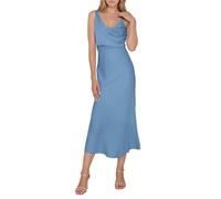 Generisch Vestido largo de satén para mujer, sexy, espagueti, vestido de noche, cami, vestido de novia, sin mangas, vestido largo, vestido de fiesta, cóctel, boda, graduación, vestido maxi, azul claro