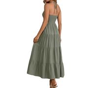 Generisch Vestido maxi de lino 2026 con espalda lisa y inserto ahumado - Listo, verde, S