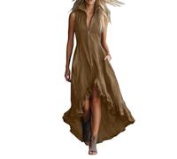 Generisch Vestido maxi para mujer, vestido de cóctel con cuello en V, sin mangas, espalda descubierta, vestido de fiesta, vestido de fiesta corto, asimétrico, vestido de fiesta, vestido de vaquera