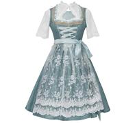 Generisch Vestido medieval para mujer, juego de tres piezas, túnica histórica con camisa, delantal para eventos medievales, verde, M